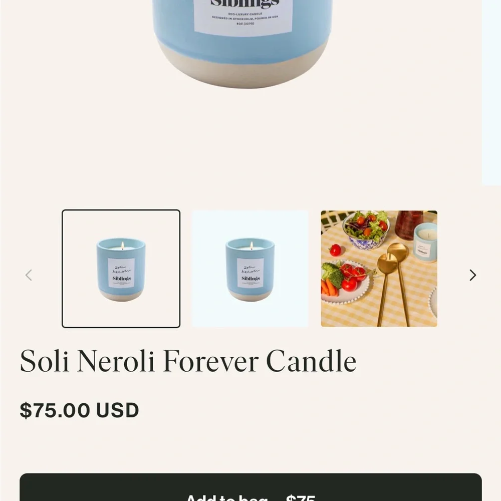 Soli Neroli Blue & Gold Ceramic Candle by
